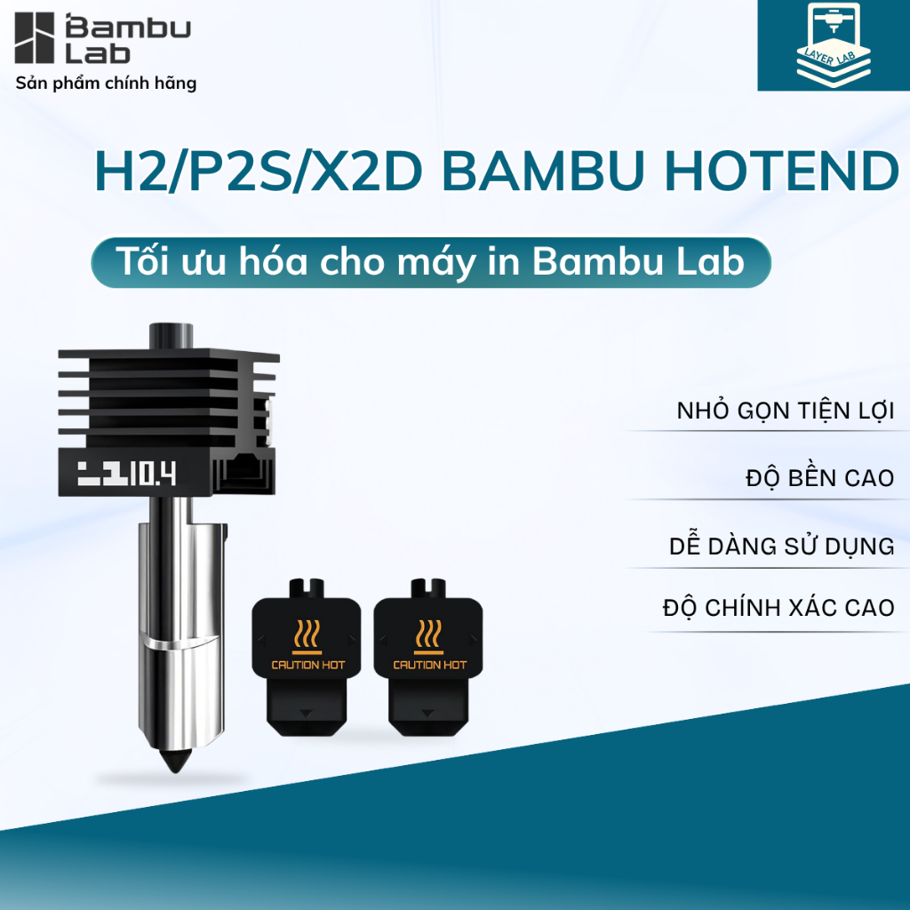Bambu Lab Hotend H2/P2S/X2D | Bộ Đầu In Hotend Thép Cứng/Thép Không Gỉ Cho Máy In Bambu H2/P2S/X2D