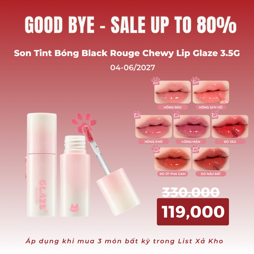 Son Tint Bóng Black Rouge Chewy Lip Glaze