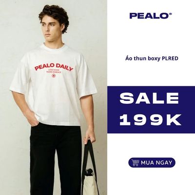 Áo thun boxy PEALO Daily PLRED SS25 chất cotton cao cấp