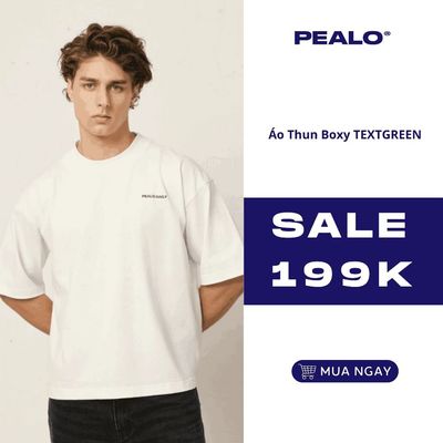 Áo Thun Boxy PEALO Daily TEXTGREEN SS25 Chất Cotton Cao Cấp SPT2