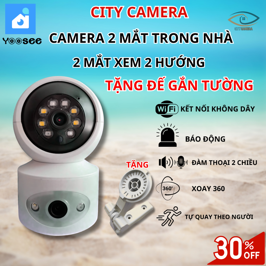 Camera YooSee 2 Mắt Trong Nhà, Chất Lượng 12Mpx Sắc Nét, 2 Mắt Mini Nhỏ Gọn