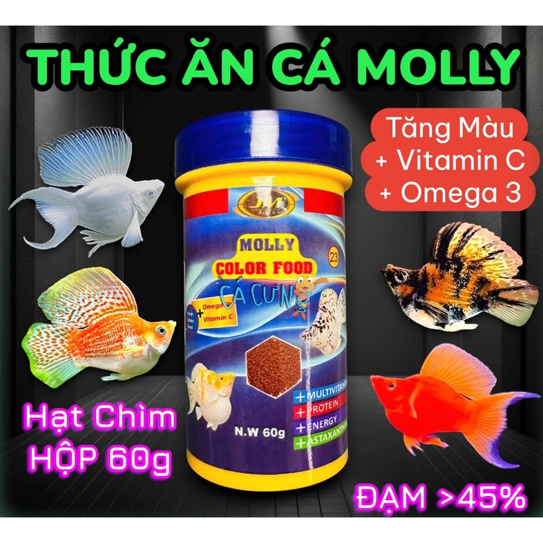 Cám JM MOLLY Color Food – Thức ăn cho cá Molly - Tăng màu tăng size siêu nhanh