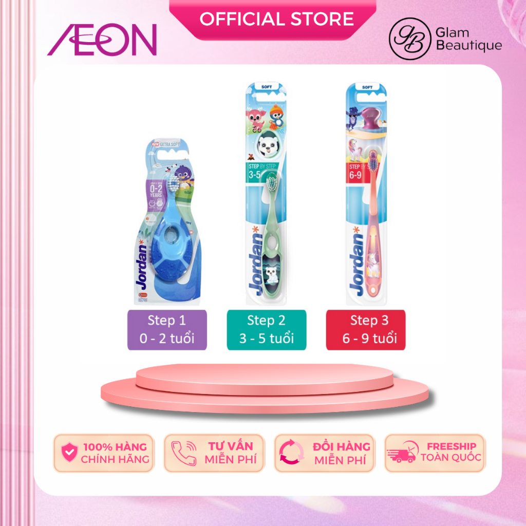 Bàn Chải Đánh Răng Trẻ Em Jordan 3 Step 0-9 tuổi - Glam Beautique