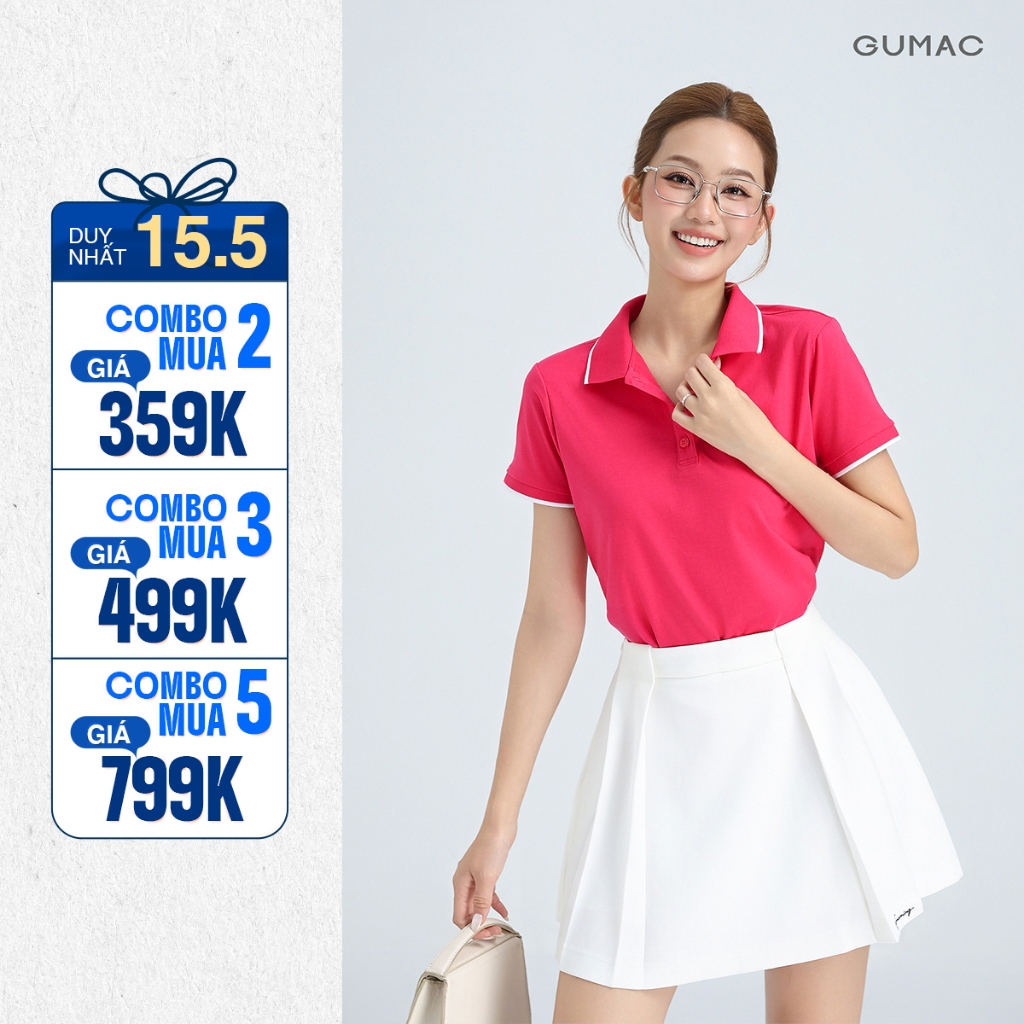 [MUA 3 CÒN 130K/ÁO] Áo Polo Nữ GUMAC Cotton TICI Mềm Mịn Cổ Bo Viền Thanh Lịch Công Sở Thể Thao PLE0
