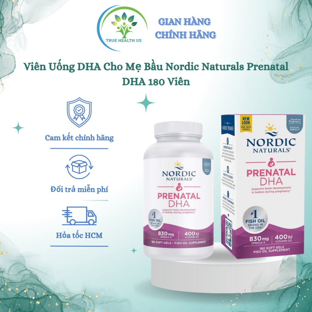 Viên Uống DHA Cho Mẹ Bầu Nordic Naturals Prenatal DHA 90/180 Viên