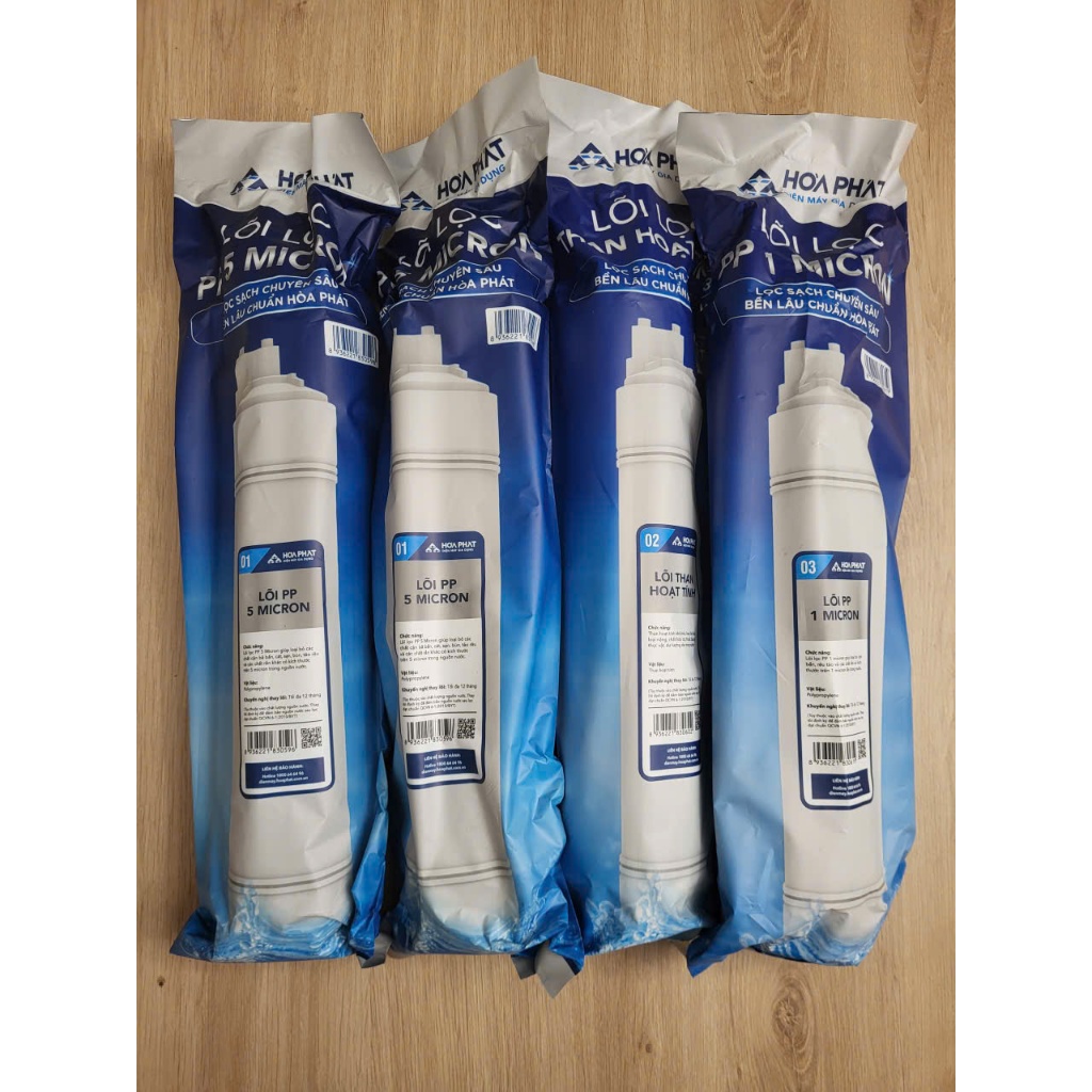 Bộ 4 Lõi lọc thô nối nhanh Hòa Phát HPU488 , HPN666 ,HPR526 - (PP5 x2 +THAN + PP1)