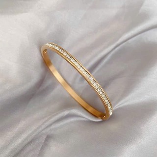 Vòng tay nữ DECOCO ACC Elifa cuff titan không đen gỉ đính đá ( kèm Túi giấy + Hộp + Thiệp )