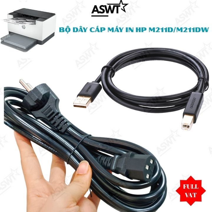 Combo dây nguồn + dây usb máy in HP LaserJet M211D / M211DW - FULL VÁT