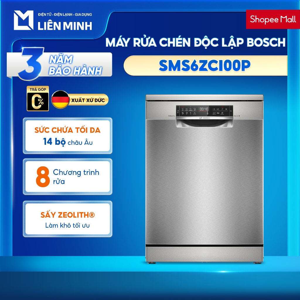 SMS6ZCI00P | SMS6ZCI01P | SMS6ZCI85M  - Máy Rửa Bát Độc Lập Bosch Rửa 14 Bộ [SHIP 0Đ HCM]