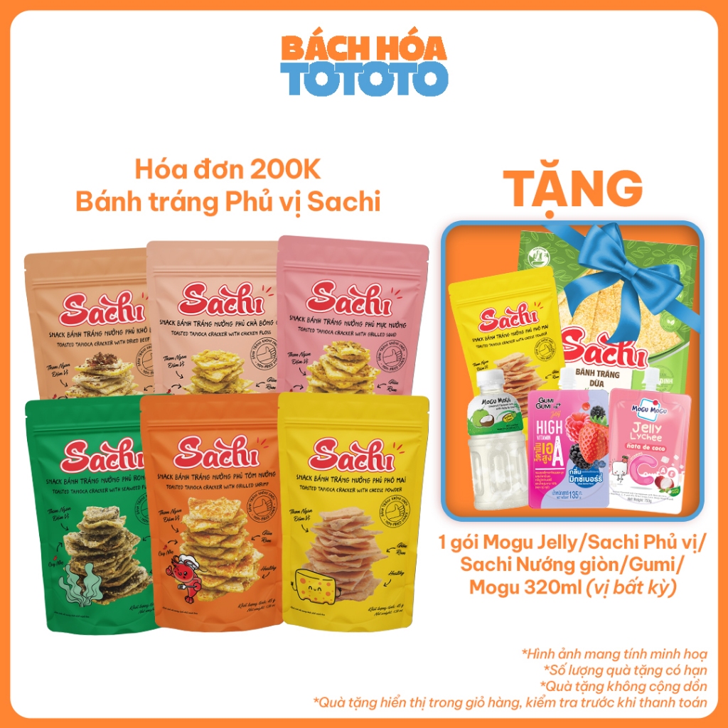 [ĐƠN 200K TẶNG 1 GÓI SNACK SACHI PHỦ VỊ] Snack Bánh Tráng Nướng SACHI Phủ Vị Giòn Tan Ăn Vặt SiuNgon