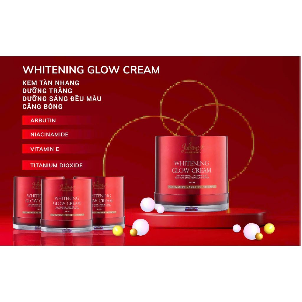 Kem Dưỡng Trắng Da, Mờ Tàn nhang, Dưỡng Sáng Đều Màu Whitening Glow Cream JUKIMI 30gr