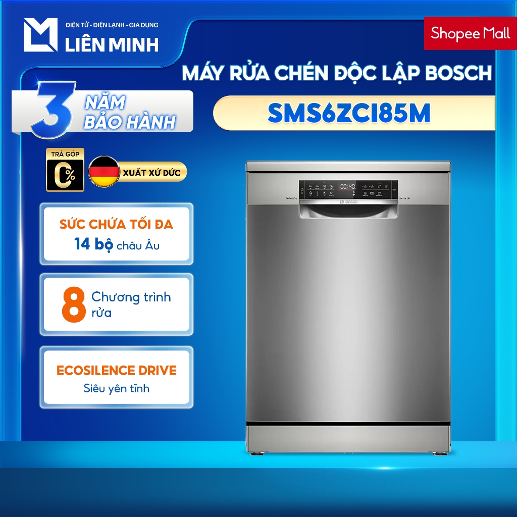 [Shopee - Lắp đặt 0Đ HN HCM] SMS6ZCI85M | SMS6ZCI01P | SMS6ZCI00P - Máy Rửa Bát Bosch Serie 6 Độc Lậ