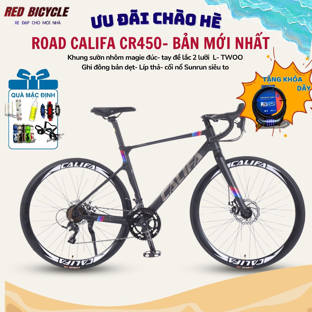 Xe Đạp Đua CALIFA CR450 Tay Đề Lắc Mẫu Mới- Khung Nhôm Magie Đúc- Tay Đề Lắc - Xe Road Bike Tay Cong