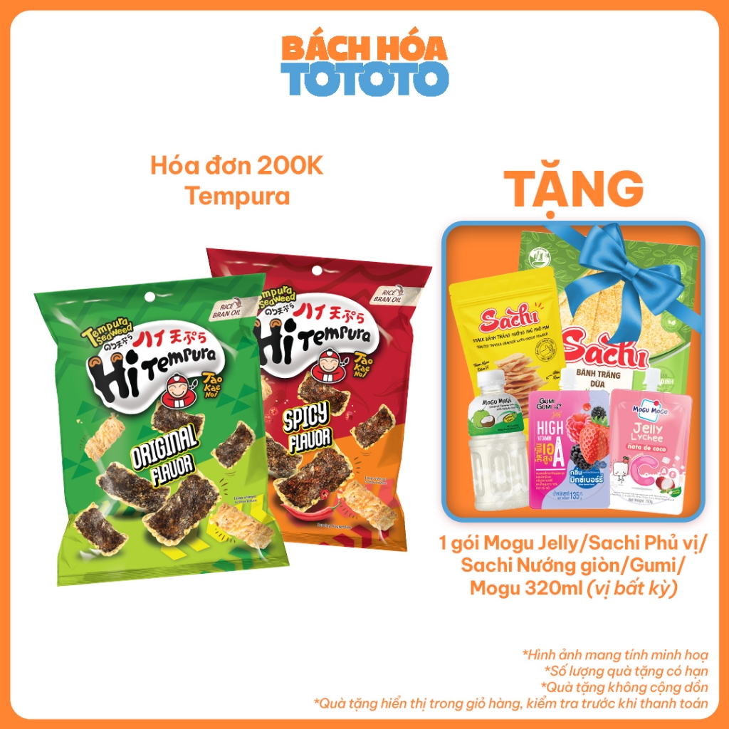 [ĐƠN 200K TẶNG 1 GÓI SNACK SACHI PHỦ VỊ] Snack Rong Biển Tempura Taokaenoi Ăn Vặt Ngon Thái Lan