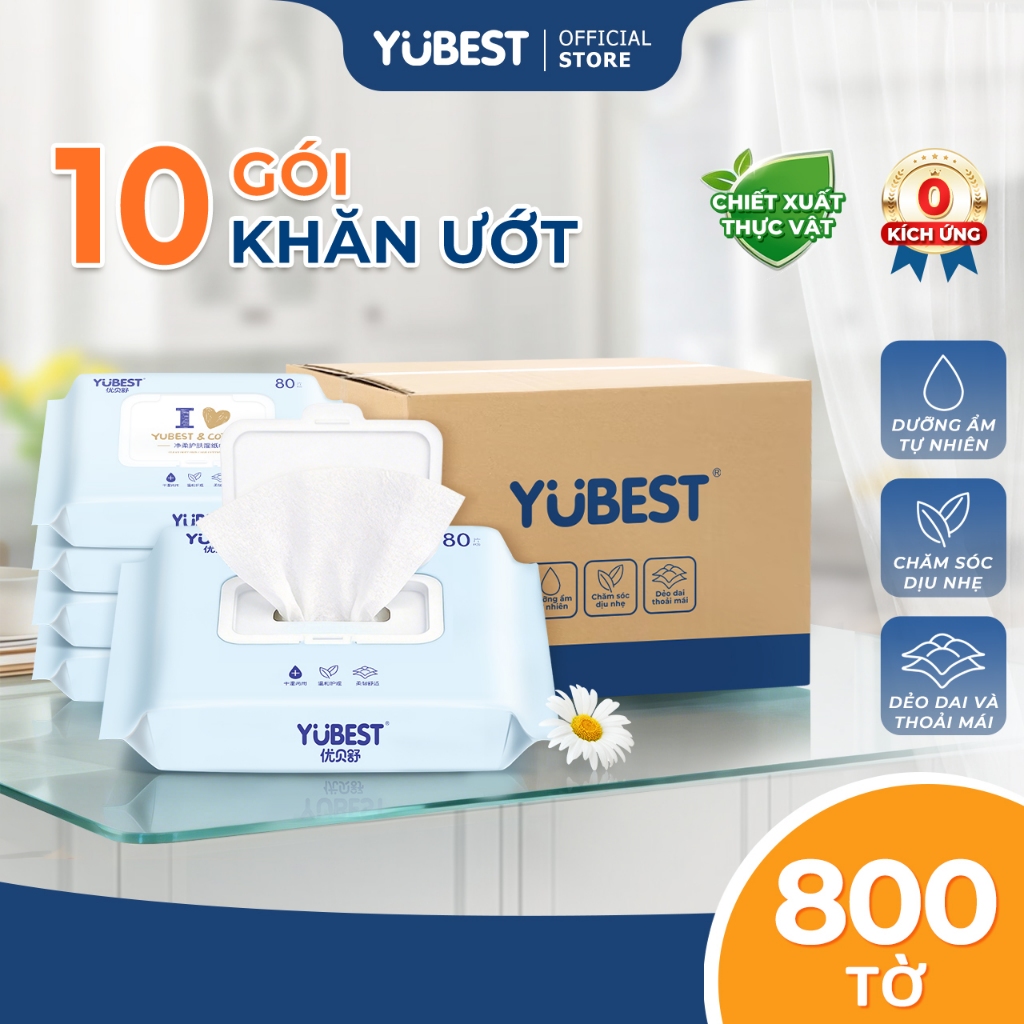 【Mua 5 Tặng 5】Bejoyle Combo 10 gói khăn Babywipe 400-450g chất liệu vải không dệt an toàn cho bé, kh