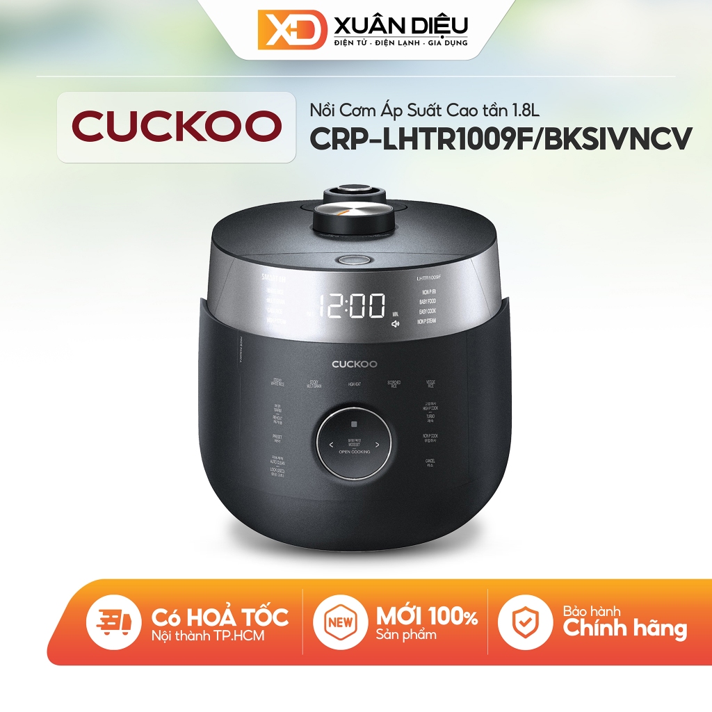 Nồi Cơm Áp Suất Cao Tần Cuckoo 1.8 Lít CRP-LHTR1009F/BKSIVNCV | CRP-LHTR1009F/WHSIVNCV