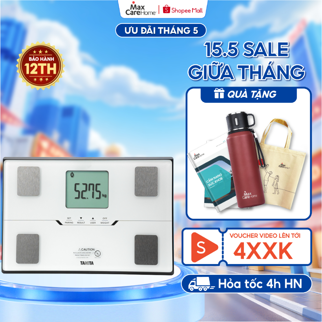 Cân điện tử sức khỏe kết nối điện thoại, phân tích 10 chỉ số cơ thể Tanita BC402 Nhật Bản chính hãng