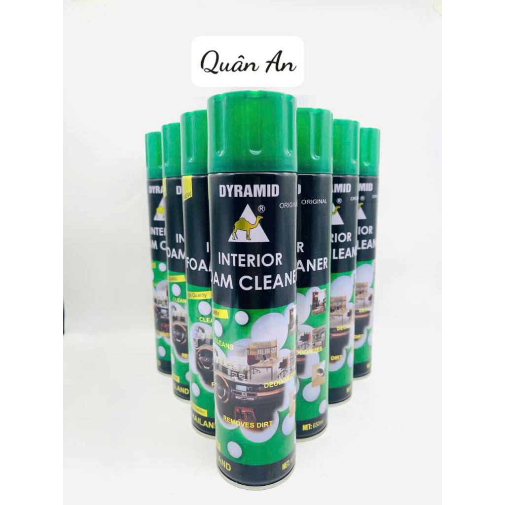 (QUÂN AN AUTO) COMBO 12 CHAI Vệ Sinh Nội Thất Ô Tô DYRAMID 650ml Foam Cleaner Sạch Ghế Da,Taplo...