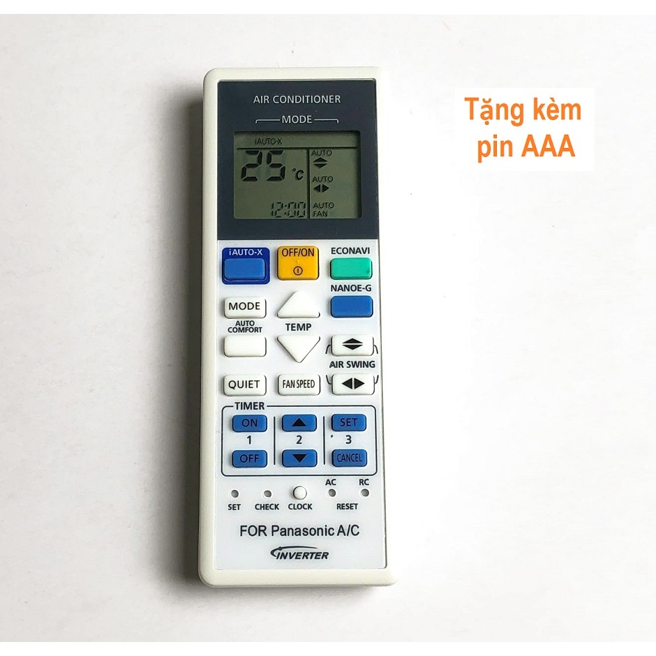 Remote Dùng Cho Máy Lạnh Panasonic Điều Khiển Điều Hòa Inverter iAUTO X ECONAVI NANOE-G Kèm Pin AAA