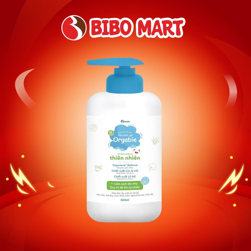Sữa Tắm Gội Orgabie Cho Bé 500ml (Từ Sơ Sinh) - BiboMart