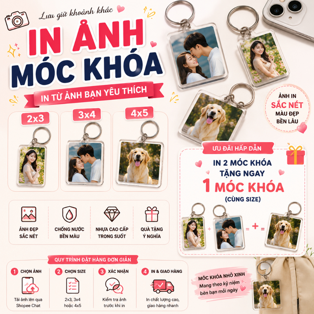 In Ảnh Móc Khóa Theo Yêu Cầu | Móc Khóa Ảnh Couple Idol Kỷ Niệm | Size 2x3 3x4 4x5