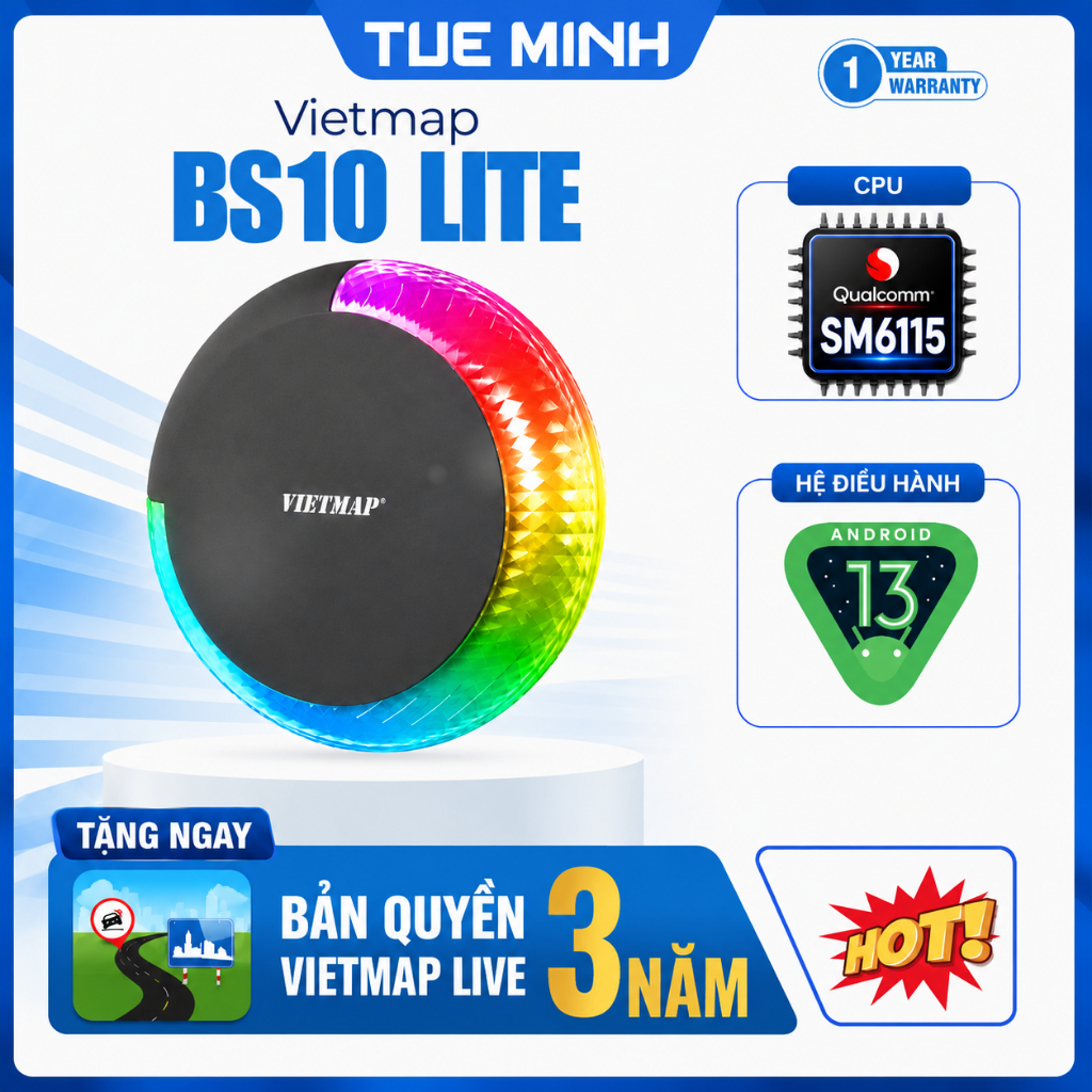 Android Box ô tô Vietmap BS10 Lite - BH 2 năm, Bản quyền Vietmap Live 3 năm
