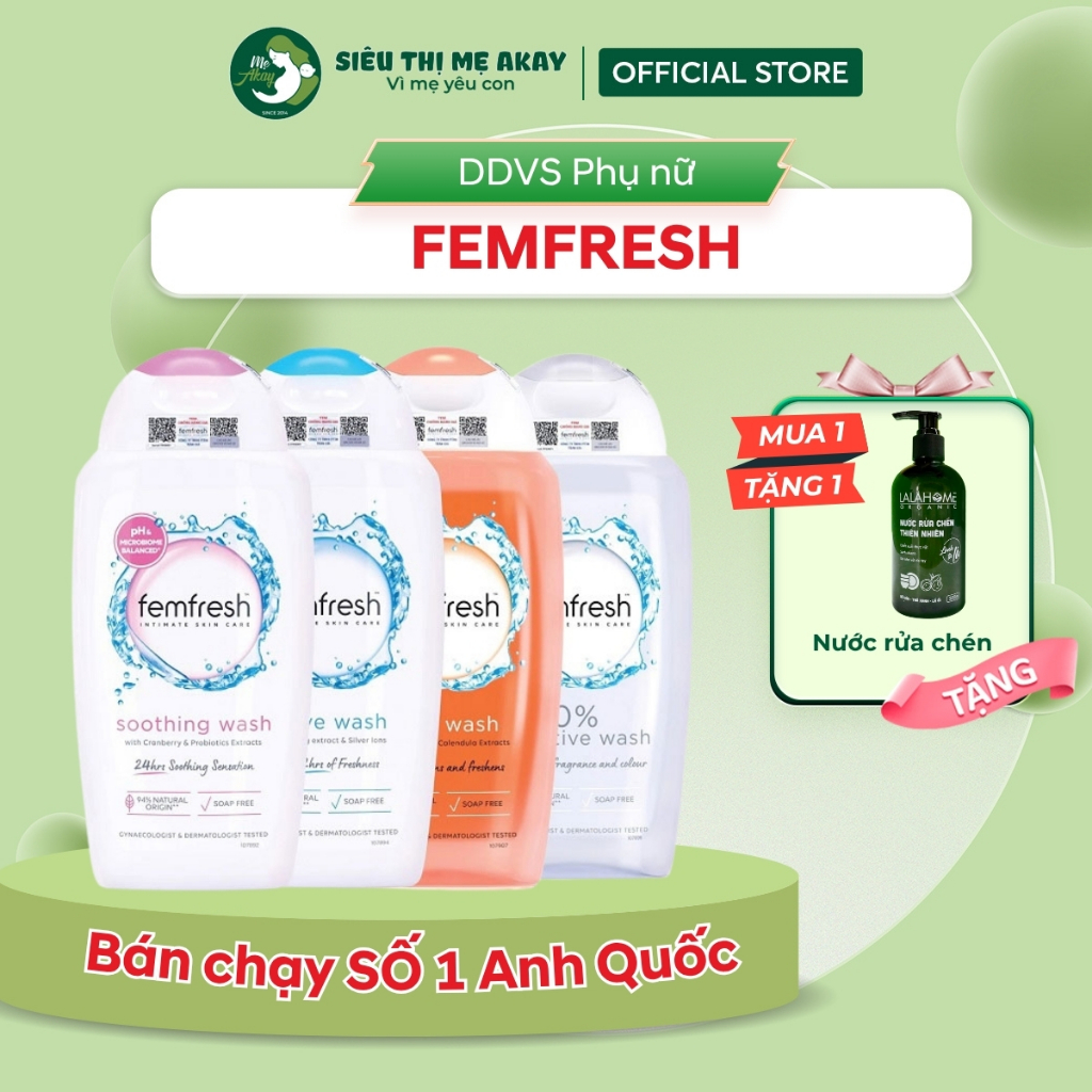Dung Dịch Vệ Sinh Phụ Nữ Số 1 Anh Quốc Femfresh. Dung dịch vệ sinh làm sạch dưỡng ẩm dịu nhẹ cho vùn