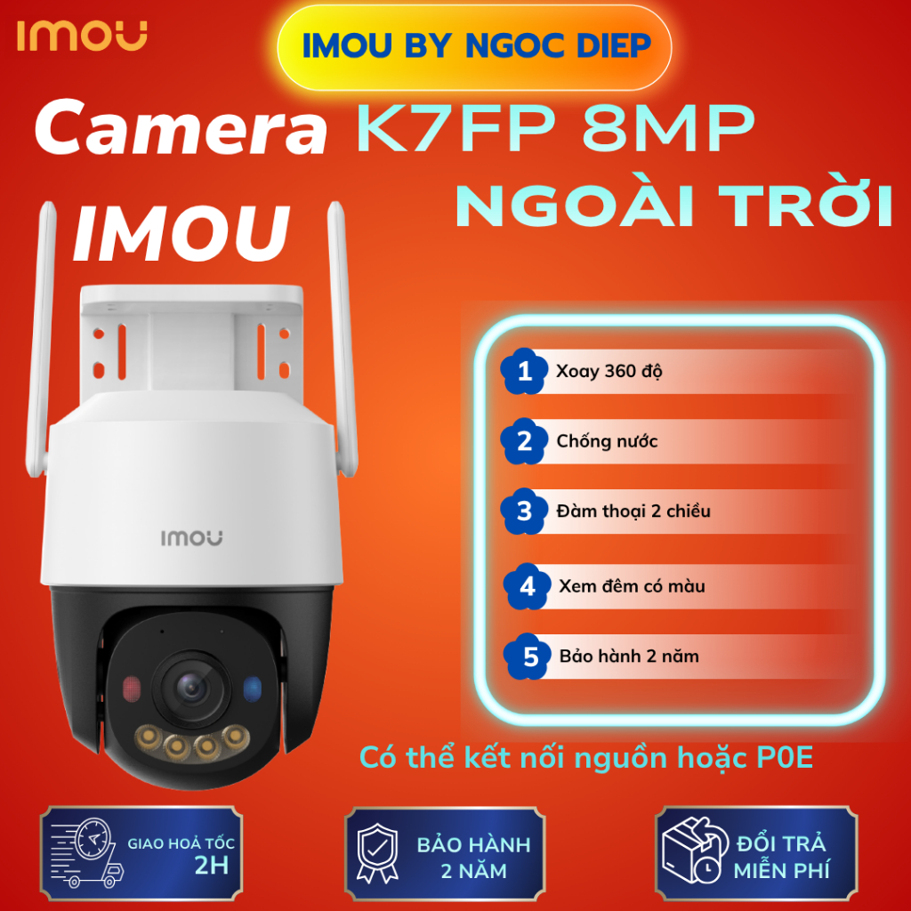 Camera IMOU Cruiser SC 8MP IPC-K7FP-8V0N – Quay Quét 360° Chuẩn 4K Siêu Nét, Còi Lớn 110dB, Bảo Hành