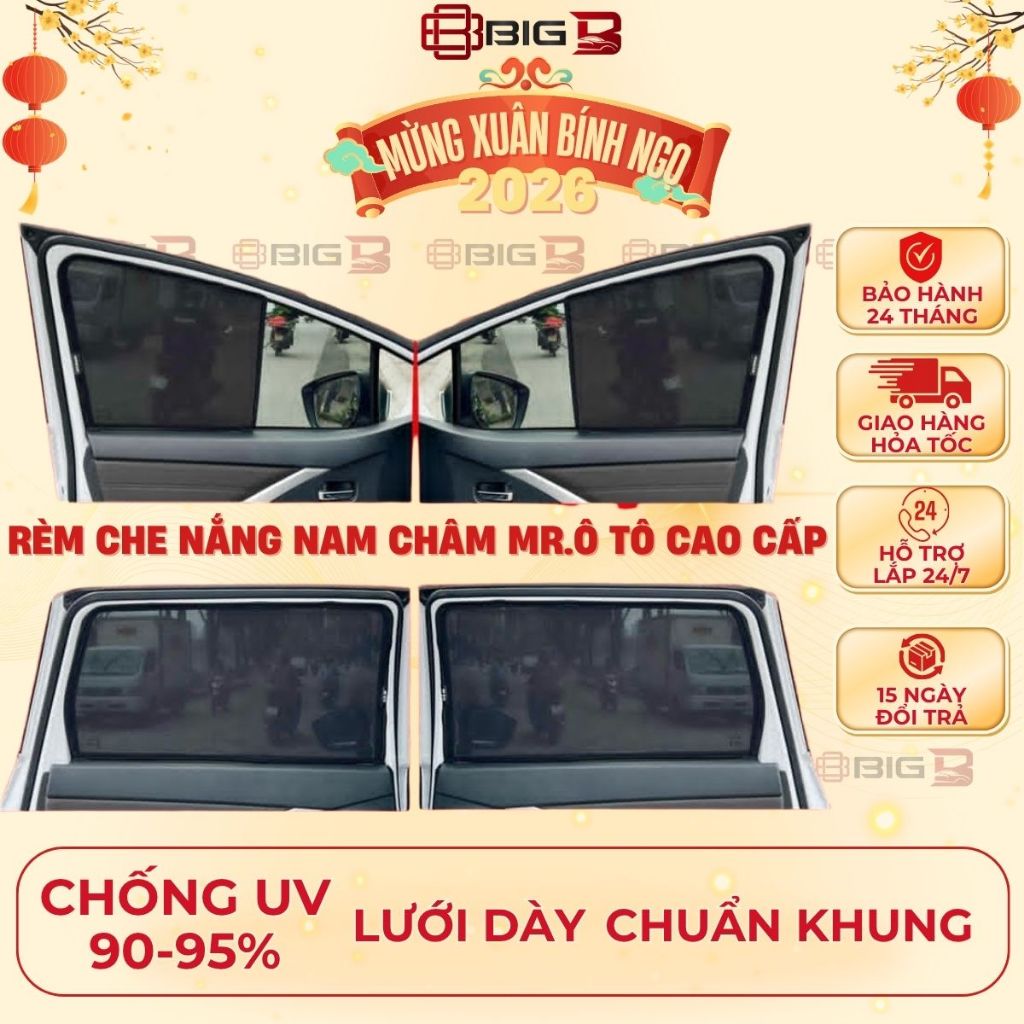 Rèm Che Nắng Nam Châm Cao Cấp MR Ô TÔ  xe GEELY COOLRAY BYD OMODA Chống Tia UV Cản Nắng 90% Bộ 4 Tấm BH 24 tháng BIG B