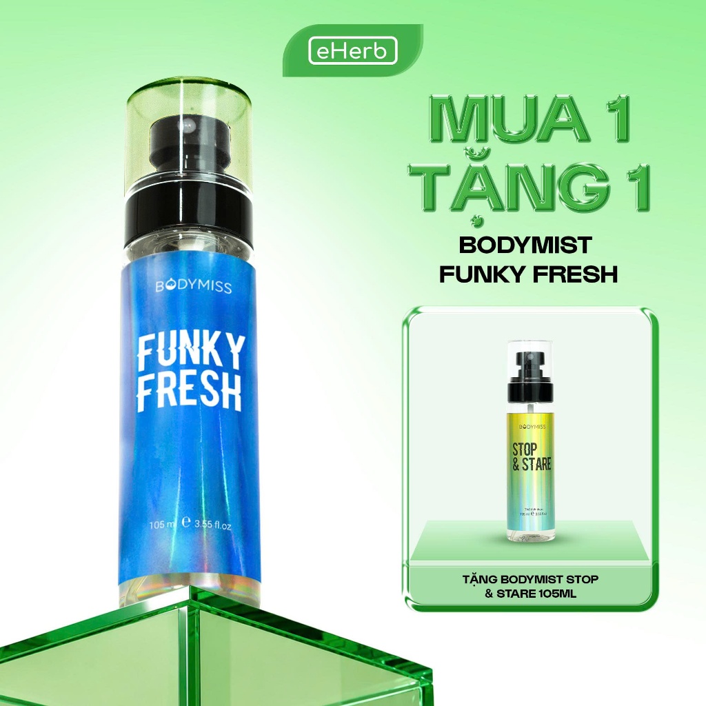 [MUA 1 TẶNG 1] Nước hoa bodymist dành cho nam FUNKY FRESH cam bergamot, chanh vàng BODYMISS 105ml