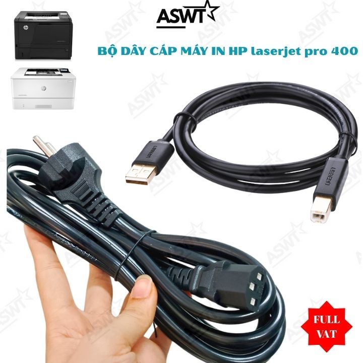 Combo dây nguồn + cáp máy in HP laserjet pro 400 m401dn M404dn M404dw M404n xịn - FULL VÁT