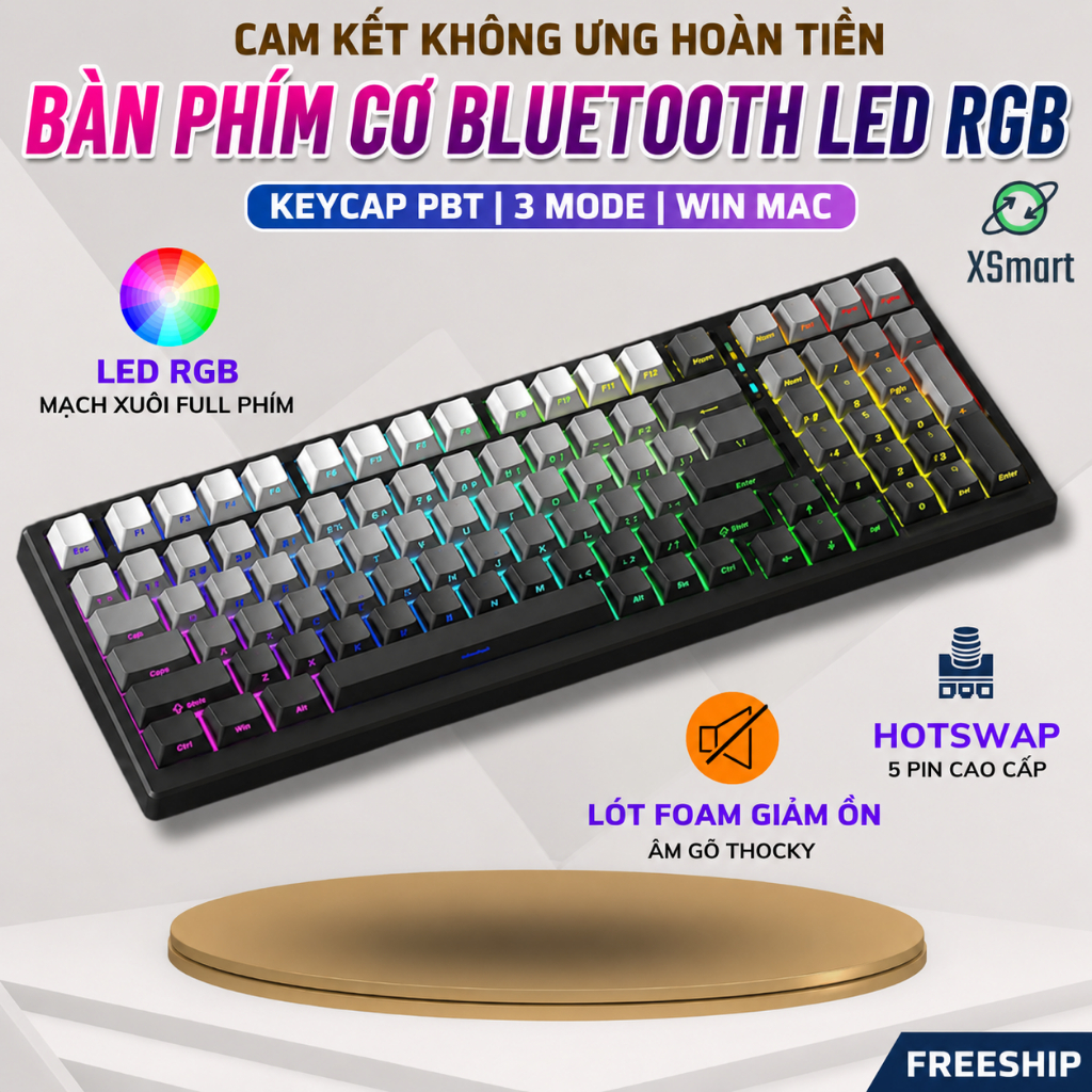 Bàn Phím Cơ Bluetooth Không Dây Attack Shark X98 PRO V2 LED RGB Hotswap 5 Pin, Lót Foam, Pin 4000mAh