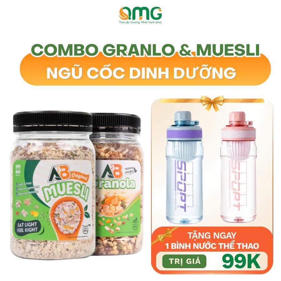 COMBO Ngũ Cốc Hạt Dinh Dưỡng Mix Ăn Healthy AB AGRI BOOST NUTRITION Muesli & Granola 480g Ăn Kiêng