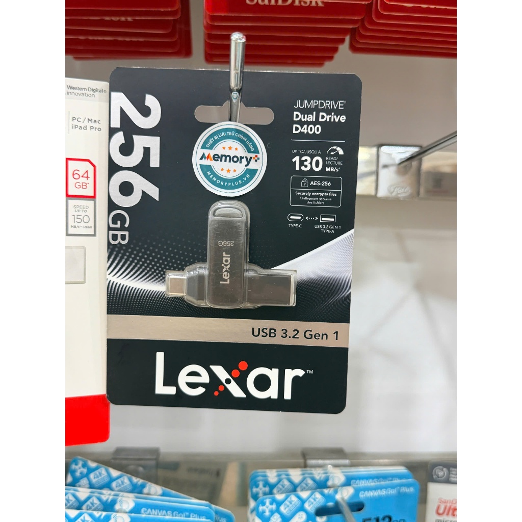 USB Lexar JumpDrive Dual D400 3.2 Type A + Type C - 256GB - Bảo hành 5 năm chính hãng