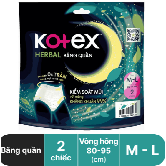Băng vệ sinh Kotex herbal dạng quần M-L