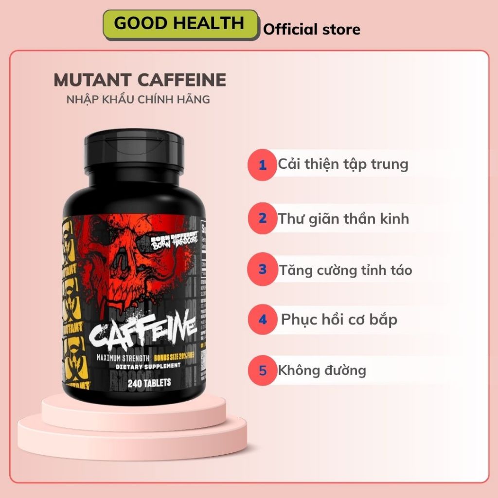 MUTANT Caffeine - Viên uống hỗ trợ hiệu suất tập luyện, giảm căng thẳng,tăng cường sự tỉnh táo