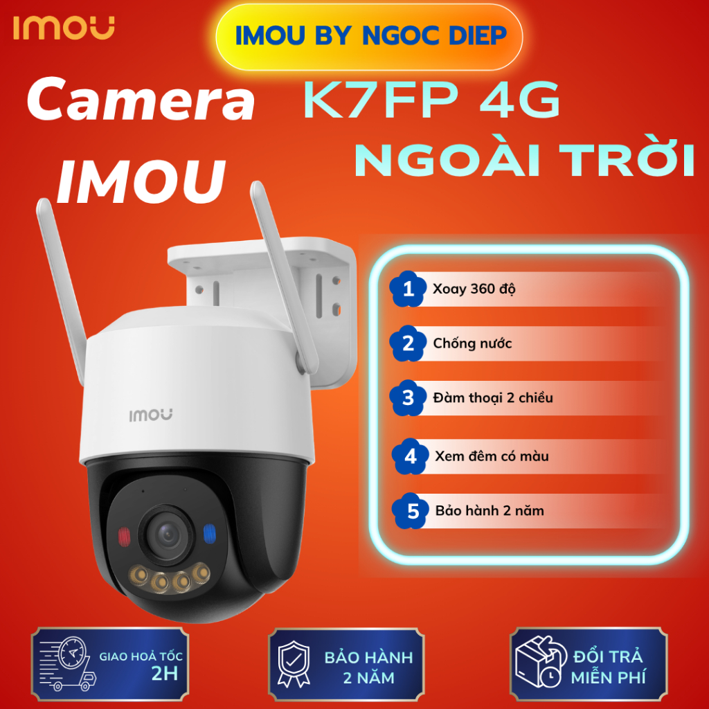 Camera IMOU 4G Cruiser SC IPC-K7FP-3H0TE 3MP Quay 360°, Full Color, AI Thông Minh, Còi Lớn 110dB, Bả