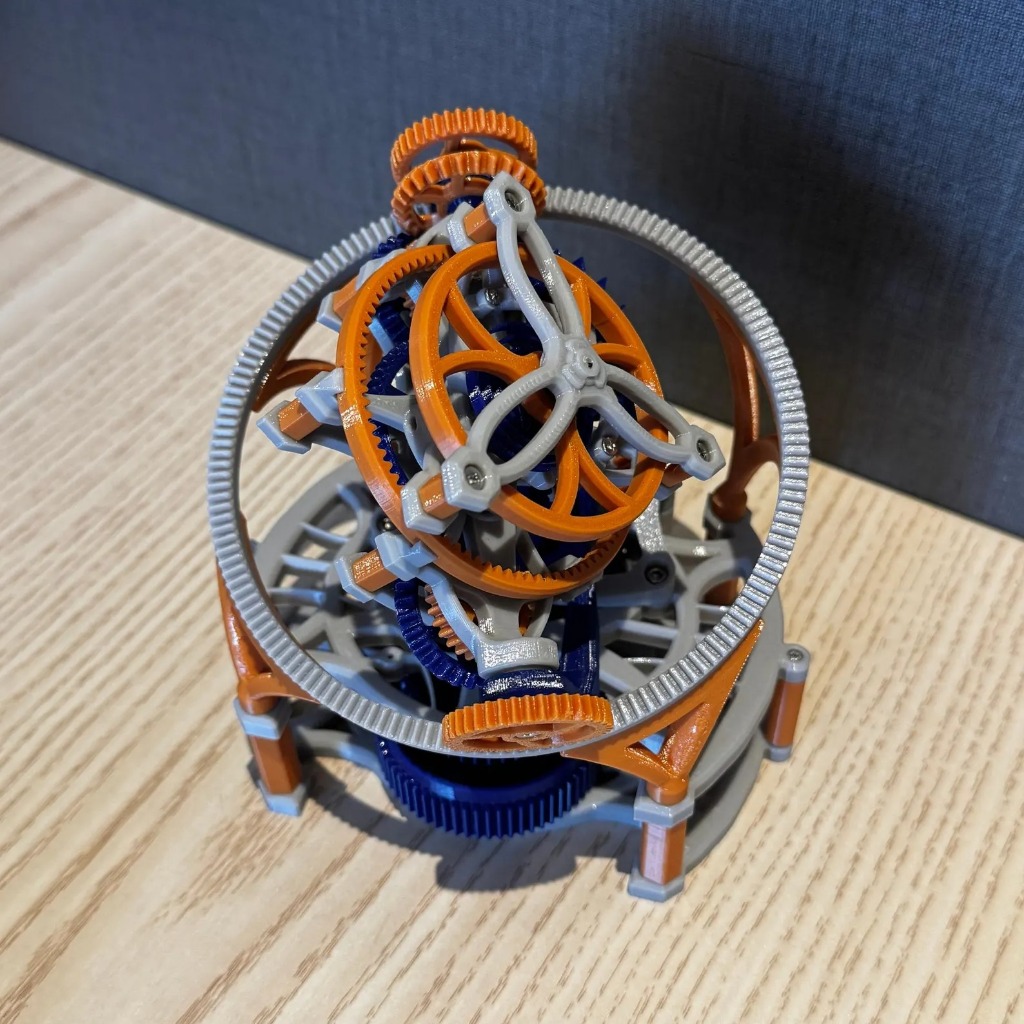 3D Printed Three-Axis Tourbillon Model, Mechanical Watch Movement Ornament