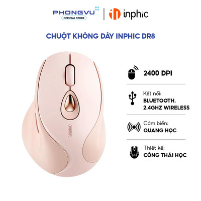 Chuột không dây Inphic DR8 Hantianxia KA8G2 (Hồng) - Bảo hành 12 tháng