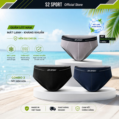 COMBO 3 Quần lót nam S2 SPORT sợi Polyamide cao cấp FITFOMR 360 mát lạnh kháng khuẩn SBF06.CB3