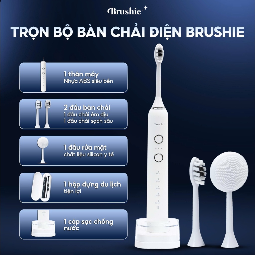 [GIÁ 637K LIVE ECOGO] Bàn chải điện Brushie Promax 15 chế độ làm sạch, set quà valentine tặng người yêu KOL KOC | BigBuy360 - bigbuy360.vn