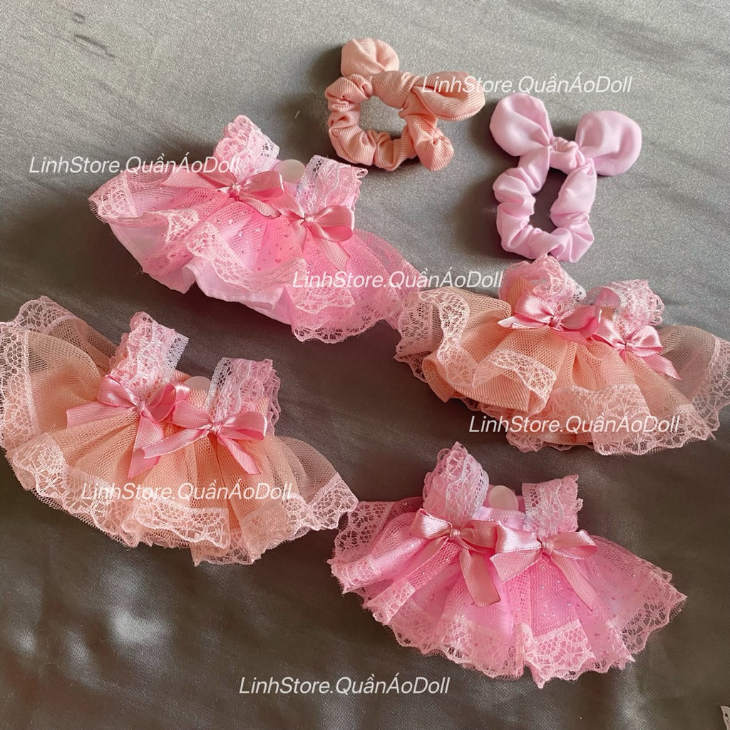 [Quần áo búp bê] VÁY REN CÔNG CHÚA THUN TAI THỎ DOLL 5IN