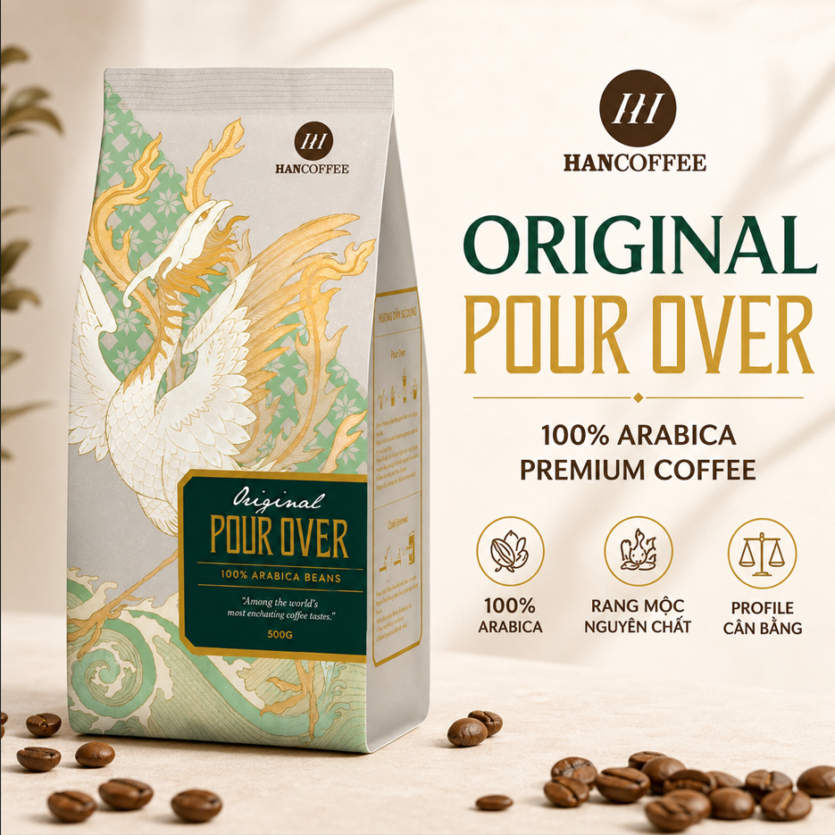 Cà Phê Hạt Rang Original Pour Over Arabica HANCOFFEE Rang Mộc Specialty, Vị Chua Thanh, Hương Hoa Cỏ