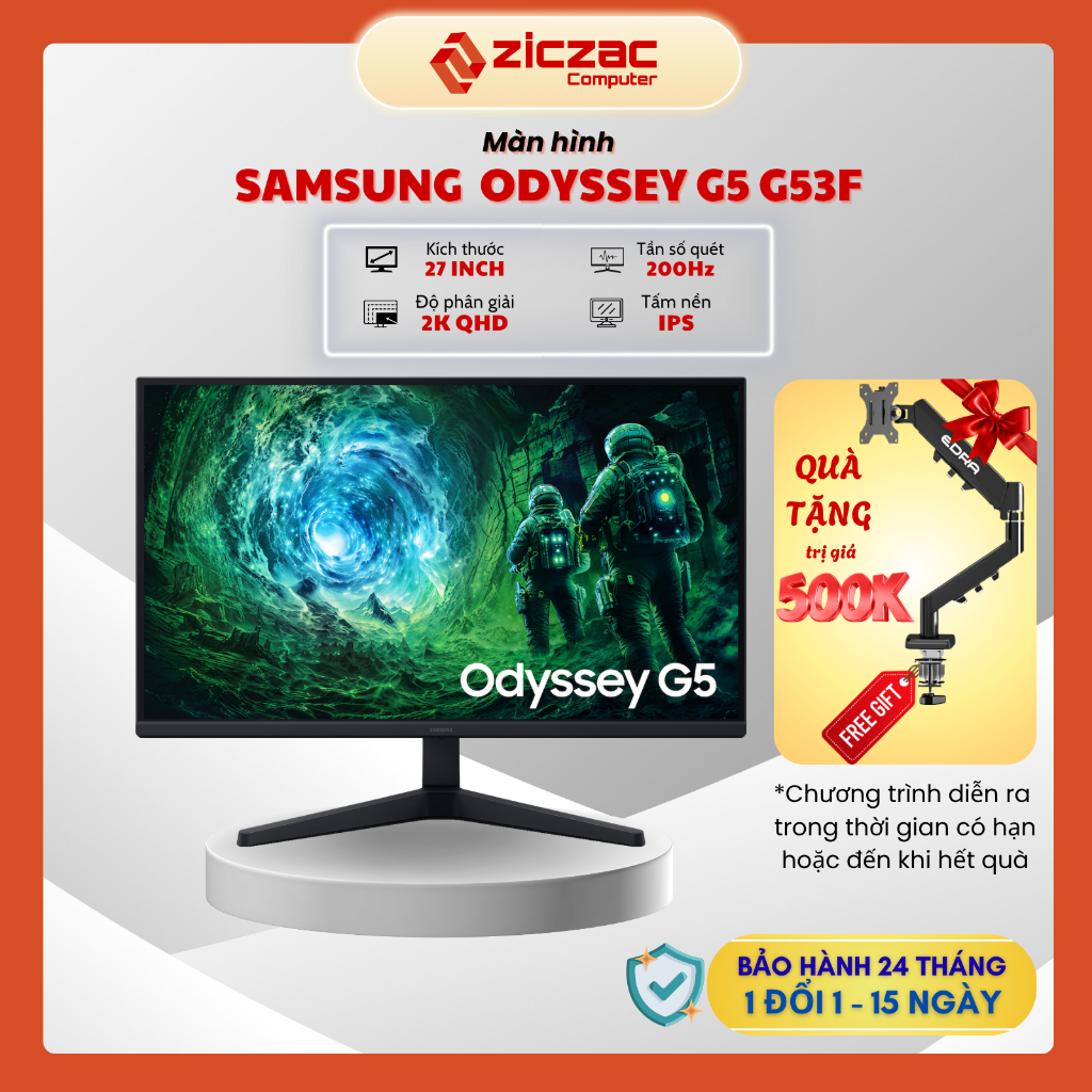 [Hỏa tốc HN] Màn hình 2K Samsung Odyssey G53F 200Hz 27 inch QHD IPS Gaming - BH 24th chính hãng