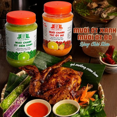 Combo Muối Chanh Tắc Ớt Đỏ và Chanh Ớt Xiêm Xanh Hủ Nhựa 260g Làng Chài Xưa nguyên liệu tươi ngon
