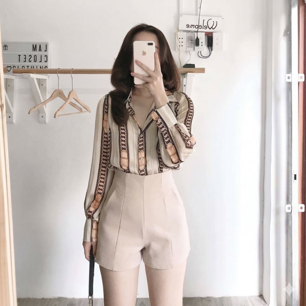 Quần Short Nữ Cạp Cao Tôn Dáng Dễ Phối Đồ