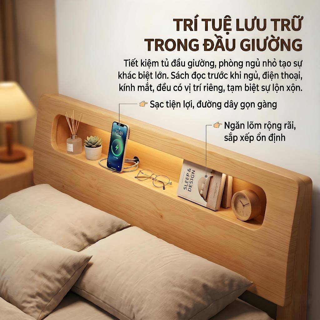 ALVIN Giường ngủ hiện đại giường gỗ Bao gồm ngăn chứa đồ cạnh giường và khả năng lật đồ êm ái | BigBuy360 - bigbuy360.vn