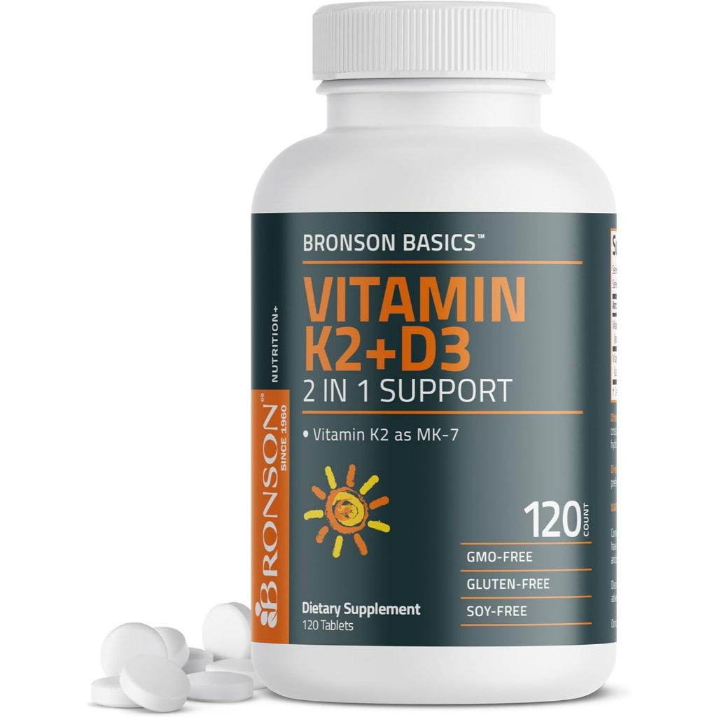 Viên uống Vitamin K2 D3 Bronson 2in1 hũ 120 viên / 360 viên [Hàng Mỹ]