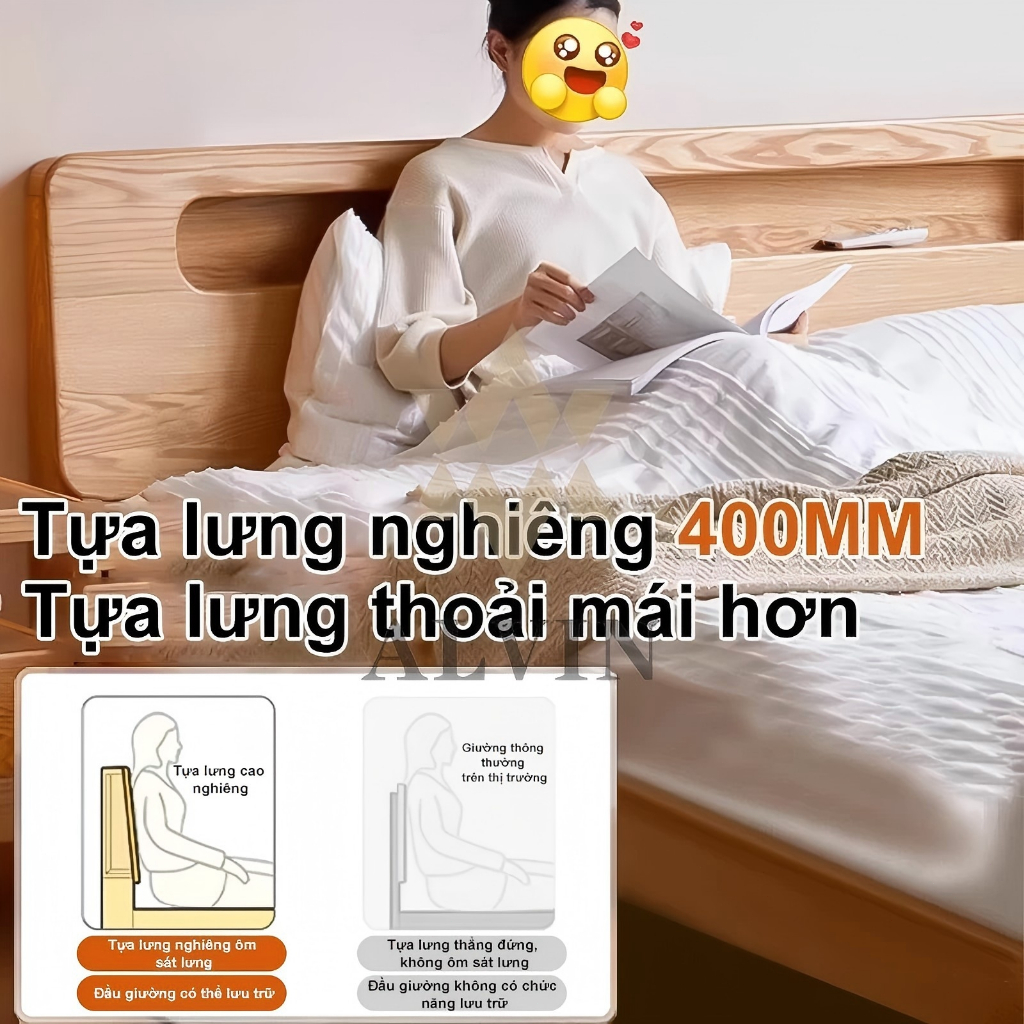 ALVIN Giường ngủ hiện đại giường gỗ Bao gồm ngăn chứa đồ cạnh giường và khả năng lật đồ êm ái | BigBuy360 - bigbuy360.vn