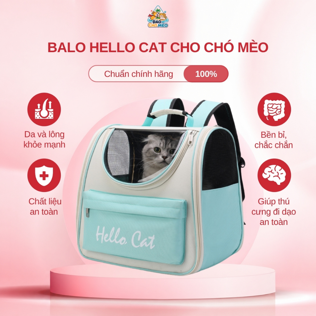 Balo Dành Cho Chó Mèo Thú Cưng Hello Cat, Túi Vận Chuyển Chó Mèo, Hello Cat Vận Chuyển - Đảo Chó Mèo
